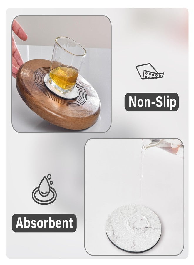 keensoft Coasters for Drinks, Absorbent Coaster Sets of 6, Tabletop Protection Suitable for Kinds of Cups Non-Slip Faux Leather Cup Coasters, 4 Inches, C2 - Image 2